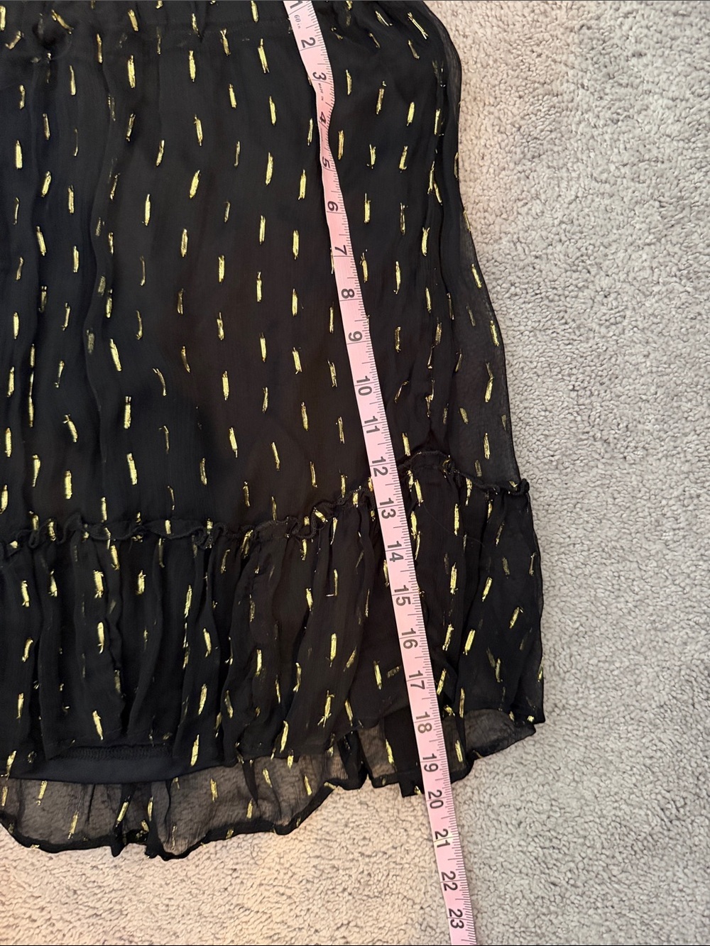 Angie Black Midi Skirt with Gold Accent Dots - Picture 5 of 7